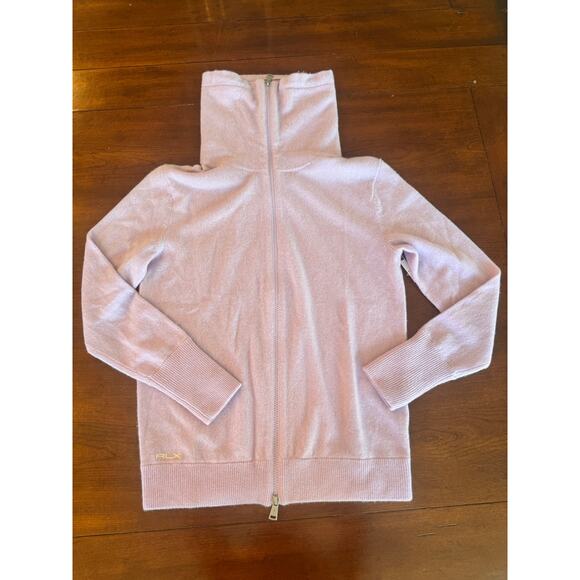 Ralph Lauren Sweater Sz M RLX Cashmere Full Zip Cozy Cardigan Gorpcore Lilac - Picture 3 of 12